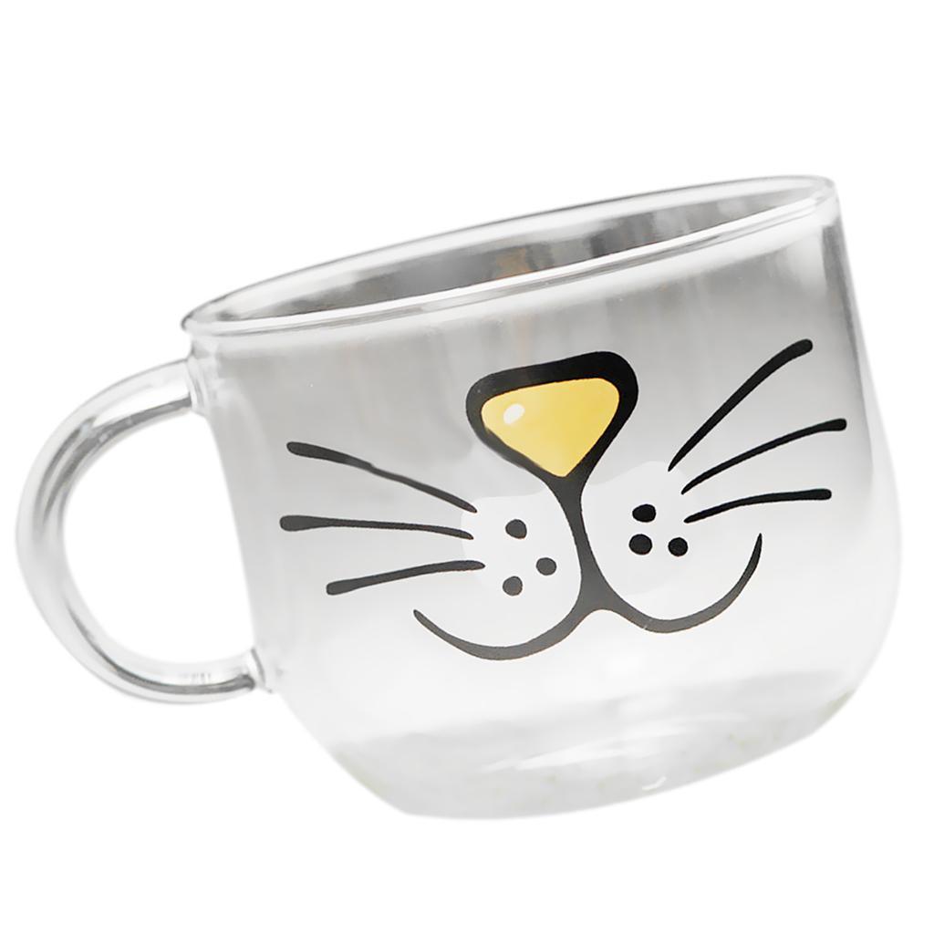Cute Cat Kitten Face juice Water Milk Coffee Cup Glass Beverage Drink Mug