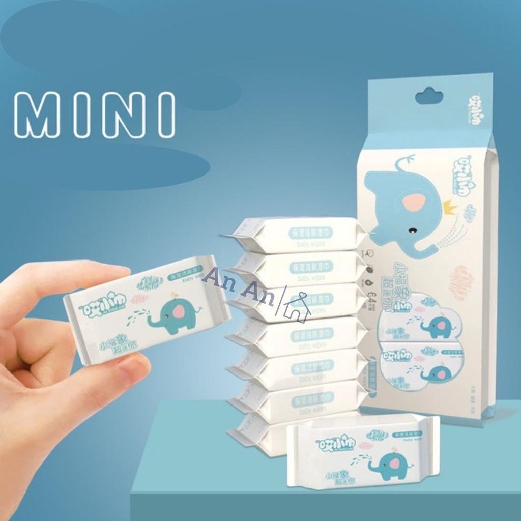 Khăn Giấy Ướt Mini Set 8 Gói Dễ Thương Bỏ Túi Tiện Lợi, Gói Khăn Ướt Tiện Dụng - BINZ