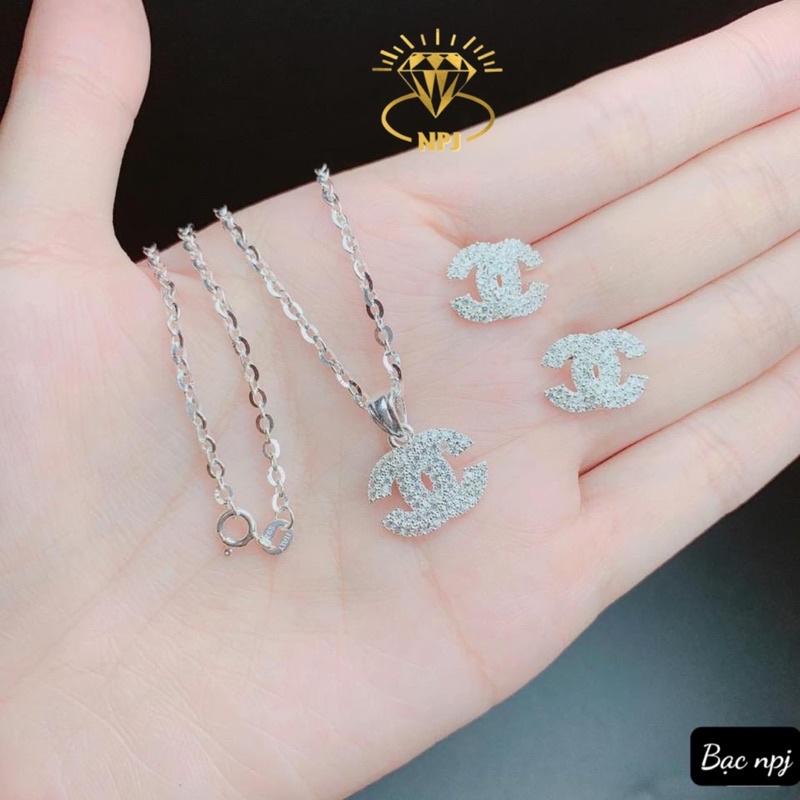 Bộ đôi Bạc Ta, dây chuyền kèm Bông Tai X ️ XINH XẮN ️ - Bạc Npj