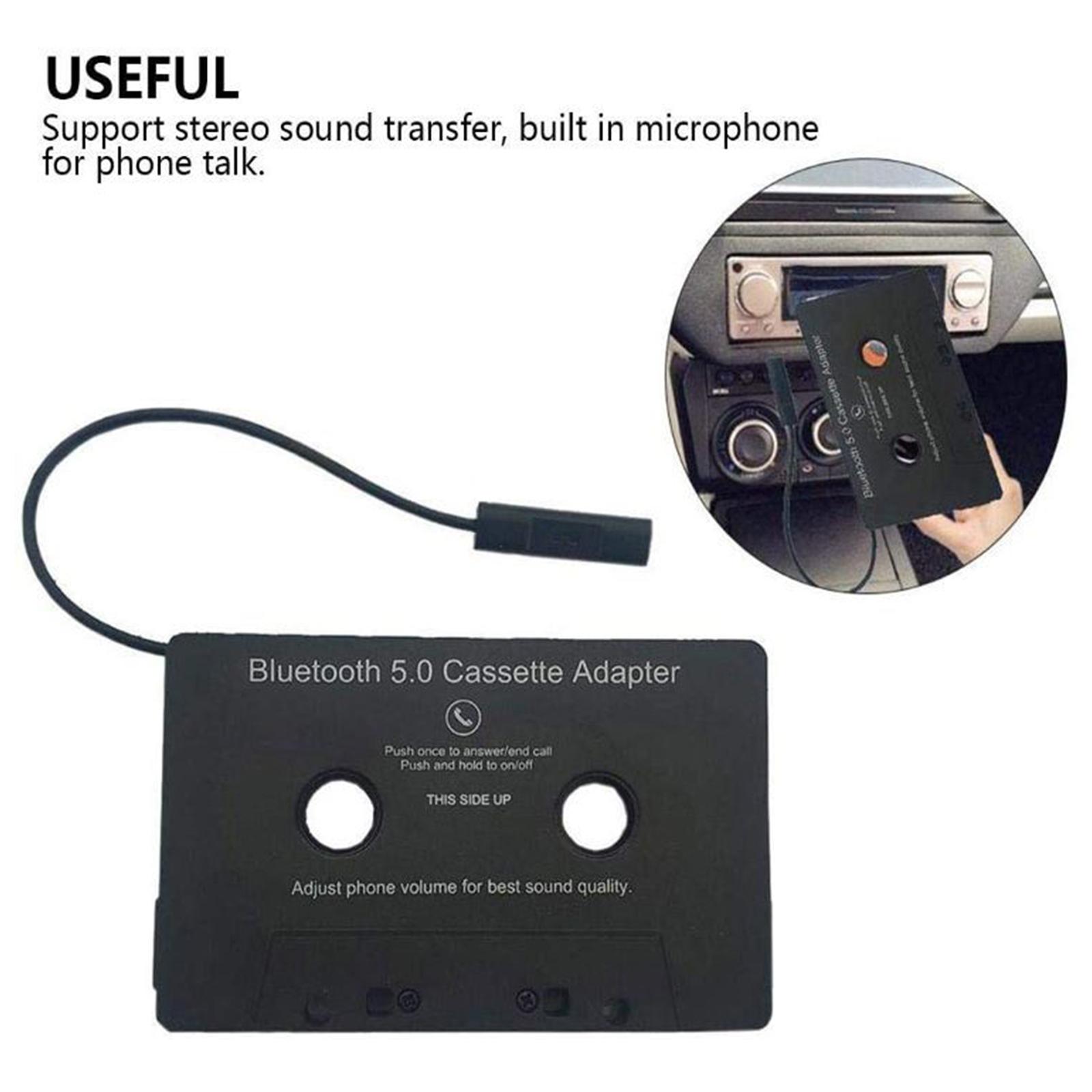 Universal Cassette to Aux Adapter with Stereo Audio with Built-in Battery
