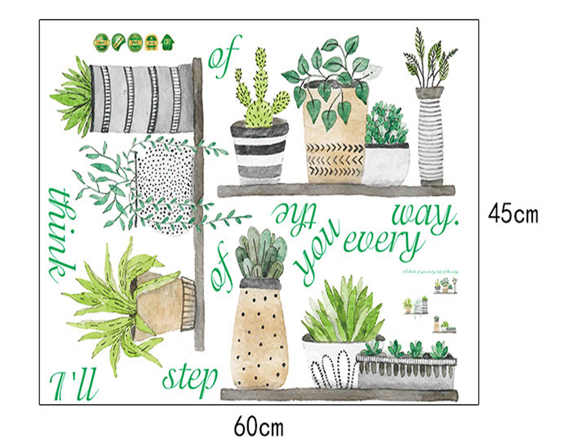 Decal dán tường kệ chậu hoa nhỏ sk6057