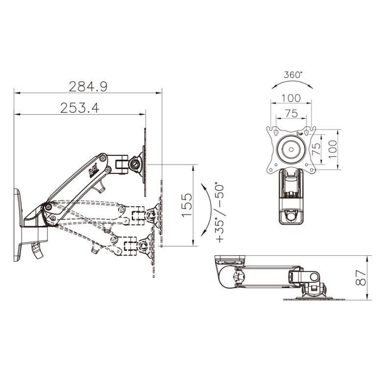 Giá treo tivi nhập khẩu NB F120 có thể nâng lên hạ xuống được 17-27 inch