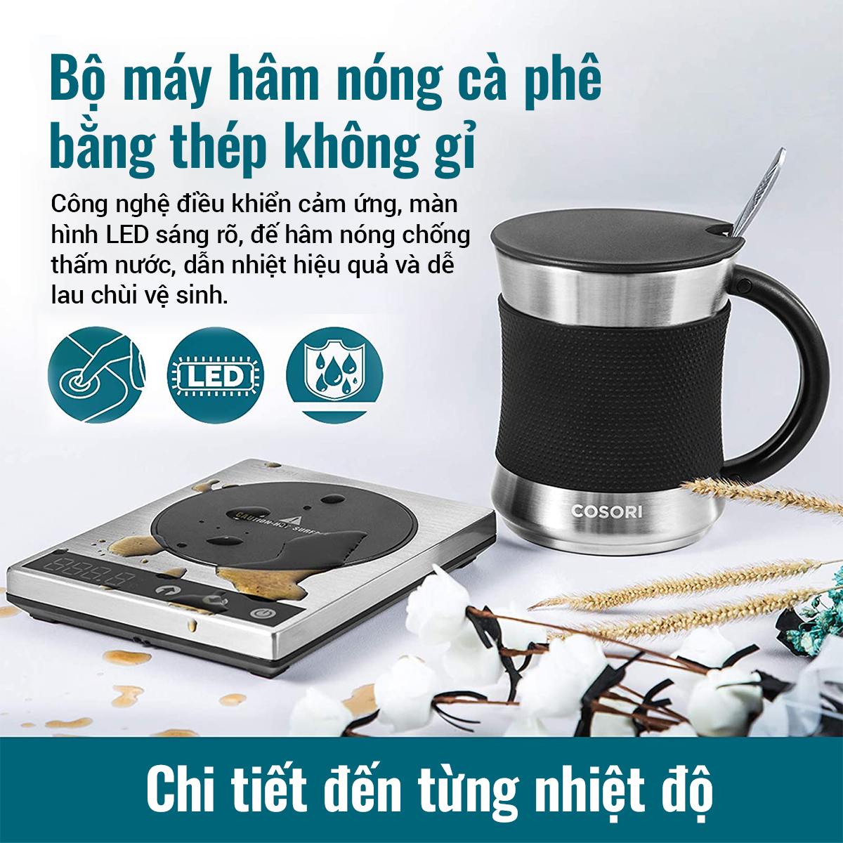 Bộ Cốc Hâm Nóng Giữ Ấm Cà Phê 500ml COSORI CO162 - Hàng Chính Hãng