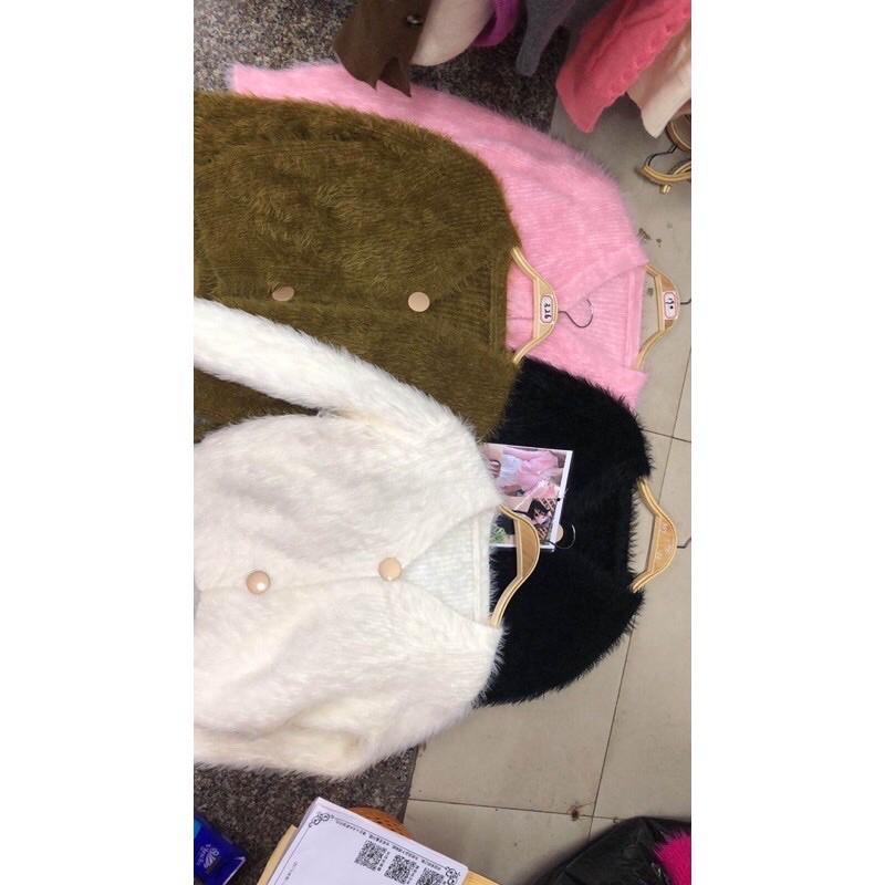 Áo khoác cardigan len lông cổ tim 2 cúc