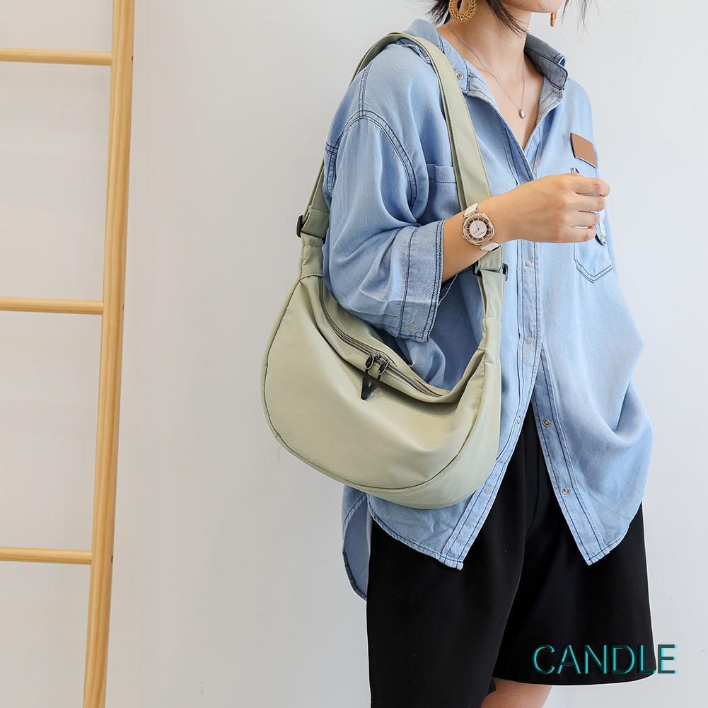 Túi Đeo Chéo Vải Canvas Cỡ Lớn Màu Trơn Thời Trang Cho Nữ