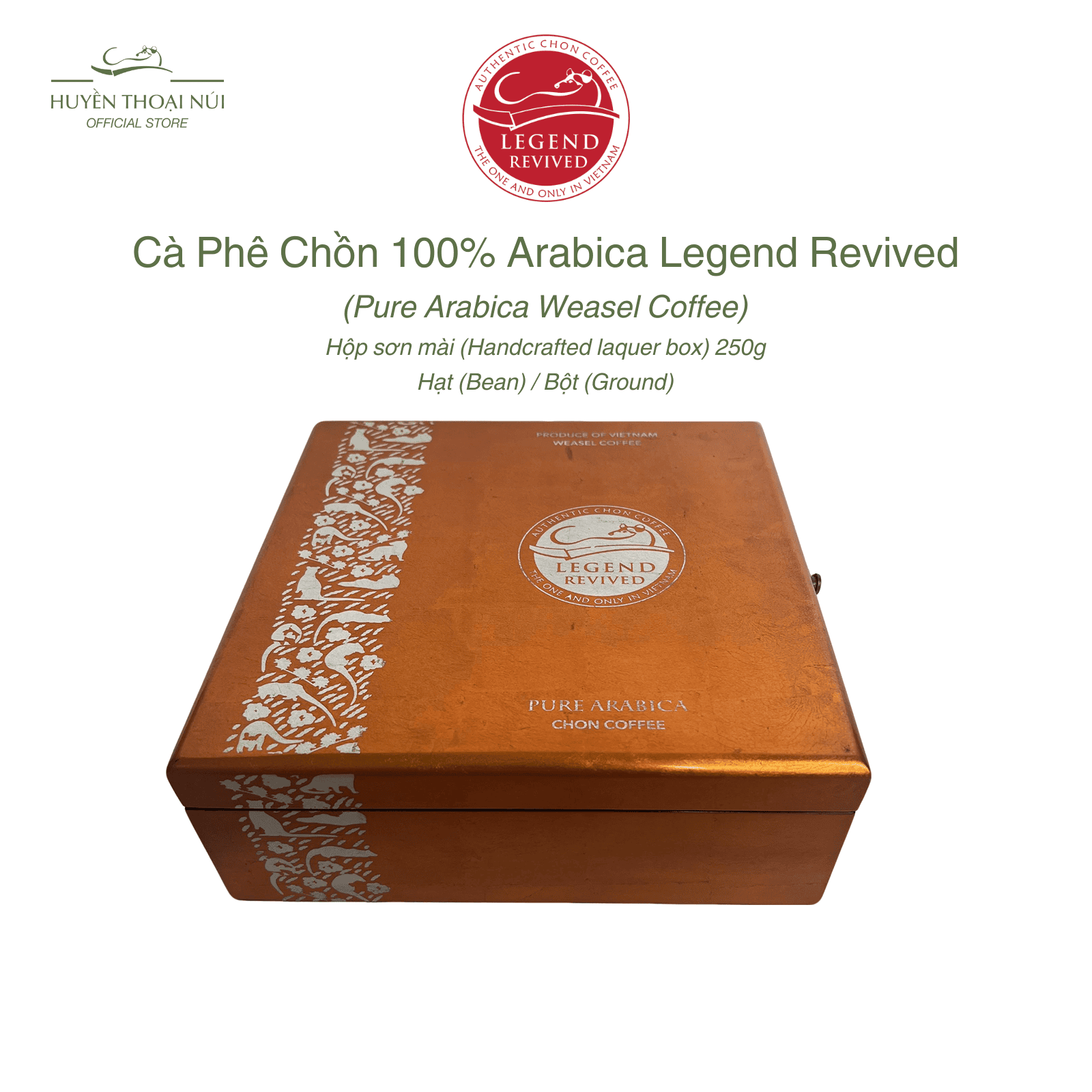 Cà Phê Chồn 100% Arabica Legend Revived - Vị Béo Tự Nhiên, Chua Thanh, Hậu Ngọt - Hộp Sơn Mài 250g