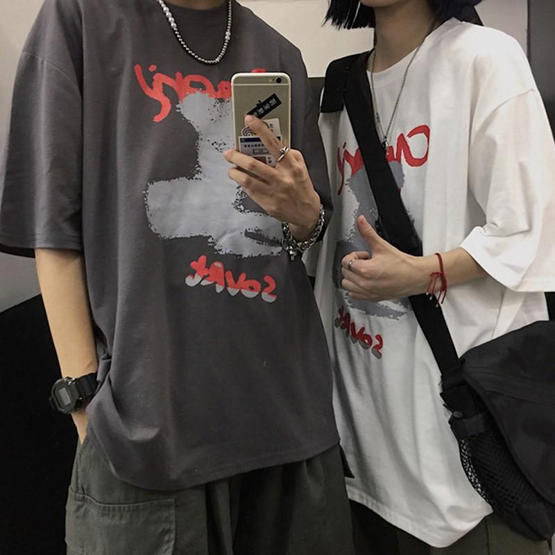 Áo Thun Ngắn Tay In Họa Tiết Graffiti Phong Cách Hàn Quốc