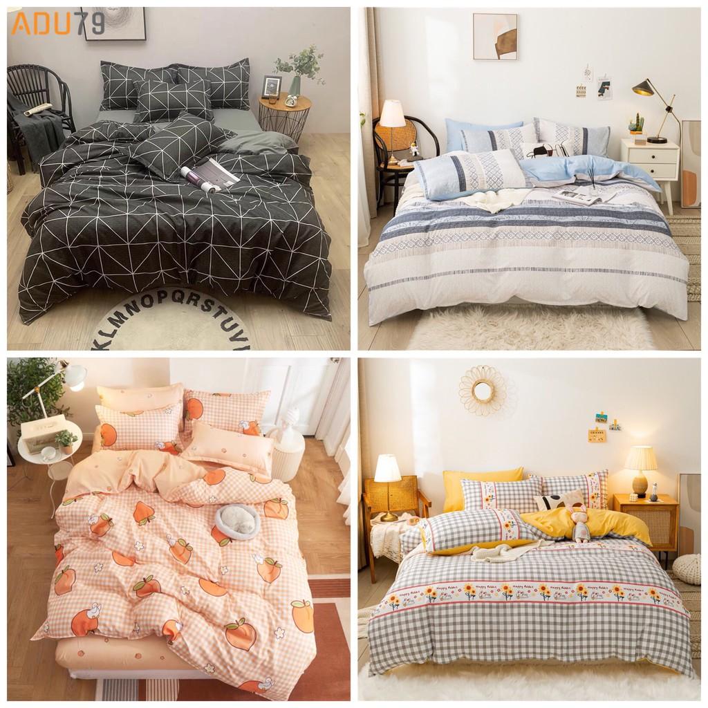 - Bộ set 4 món chăn ga gối cotton korea cao cấp mềm mịn CÓ CHĂN CHẦN BÔNG - KHÔNG VỎ ÔM