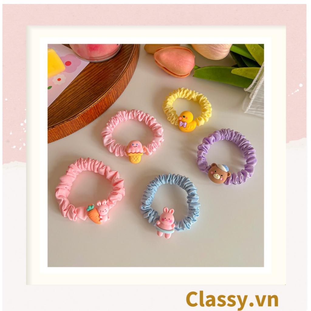 Dây cột tóc Classy bằng vải phi bóng hình chú thỏ con đáng yêu siêu bền PK1365