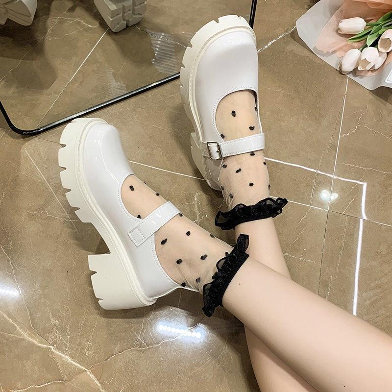 Giày búp bê nữ Lolita đế cao 5cm FAROSA Giày nữ Oxford chất da bóng khóa cài cực hót - D30