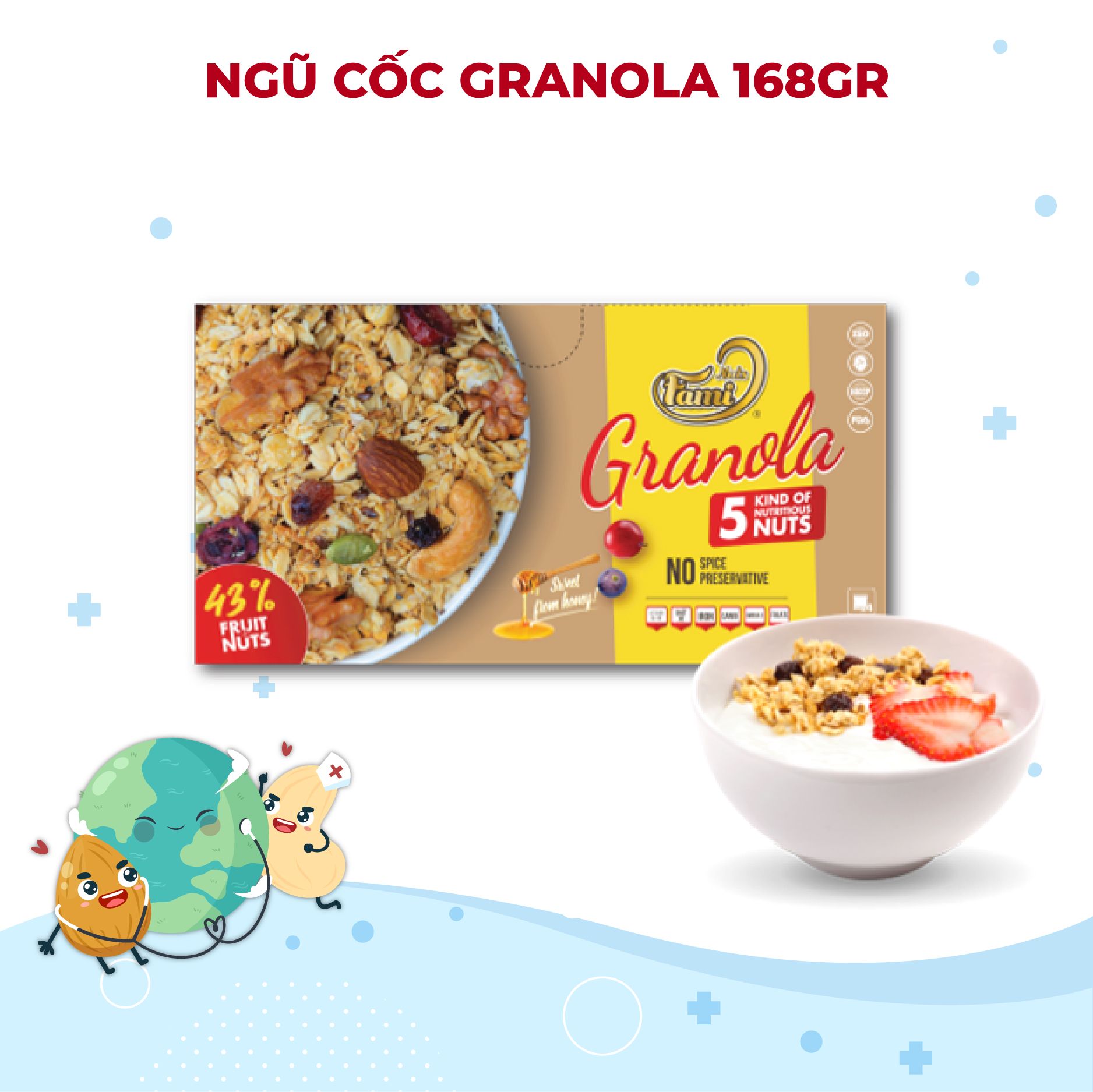 Hạt Dinh Dưỡng Ngũ Cốc Granola - Hộp Giấy 168g - FAMINUTS