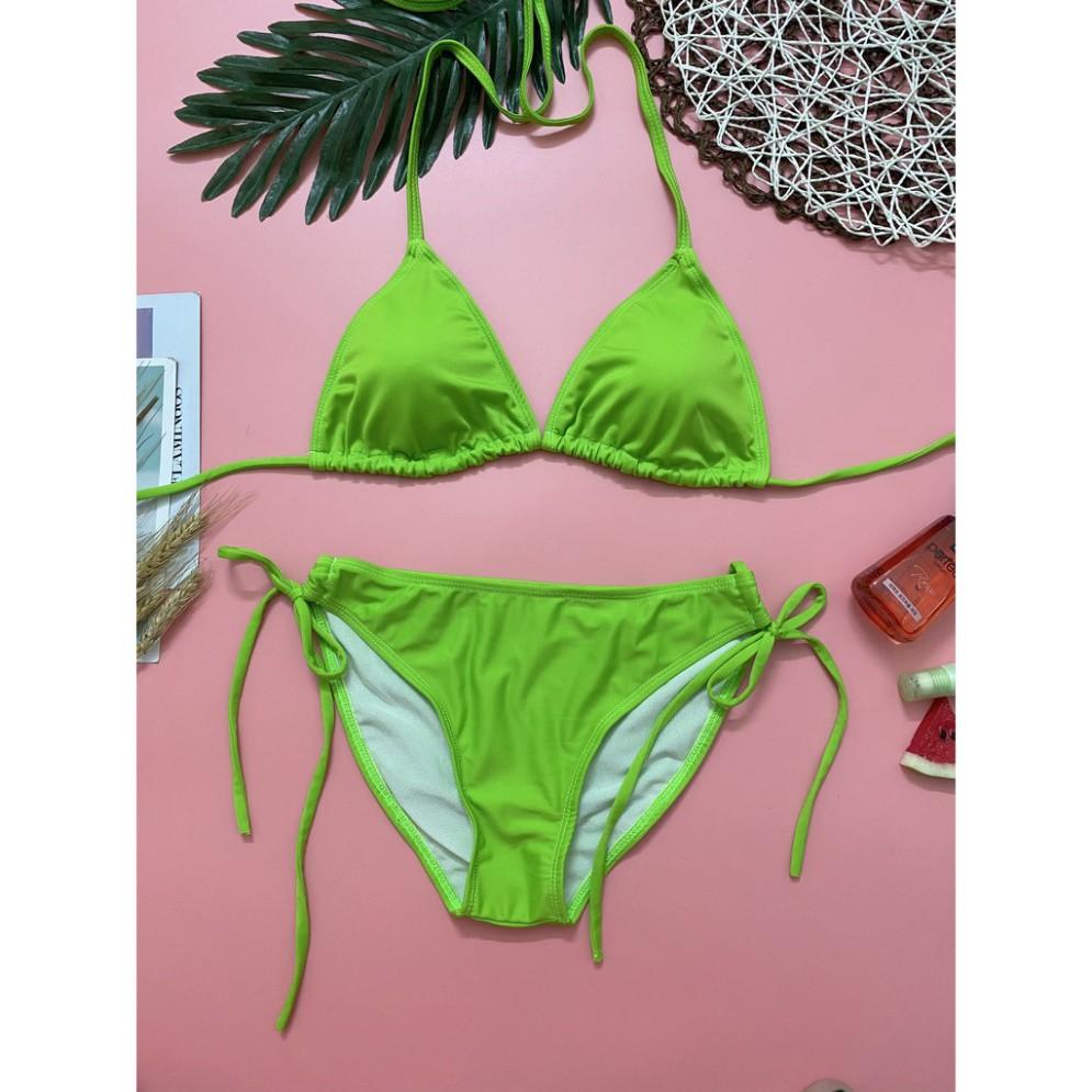 freeship Bikini hai mảnh sexy xanh nón chuối đẹp mặc đi biển đi bơi đẹp