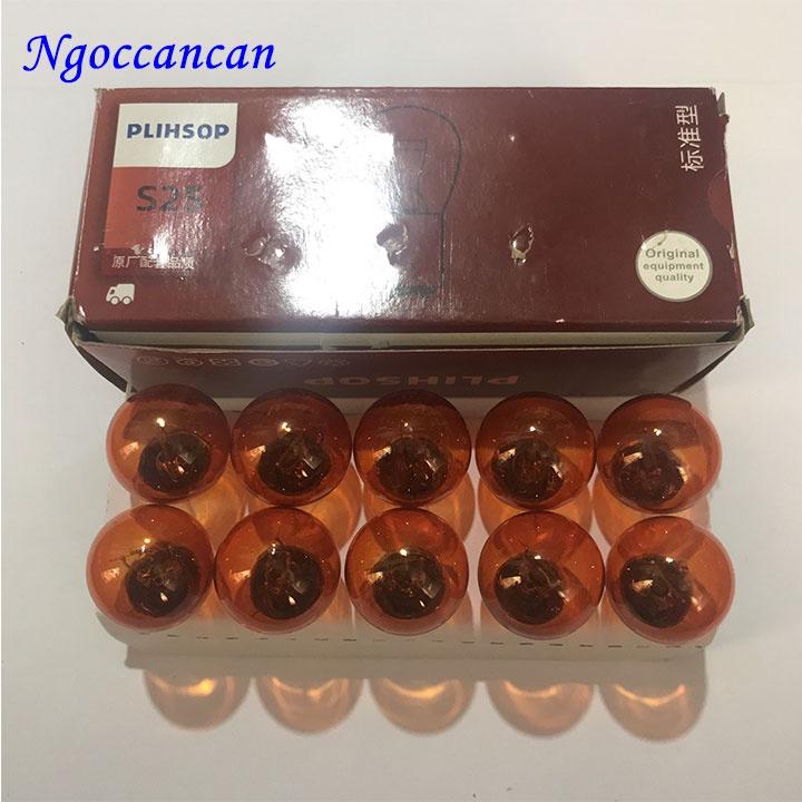 Bóng đèn ô tô, đèn xi nhan xe tải, chân lệch 24V 21W 1 tóc hộp 10 bóng