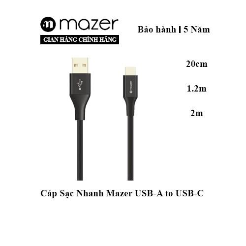 Cáp Sạc Nhanh Mazer USB-A to USB-C (20cm - 1.2m - 2m) ALU.DURA.TEK 3.11A - hàng chính hãng