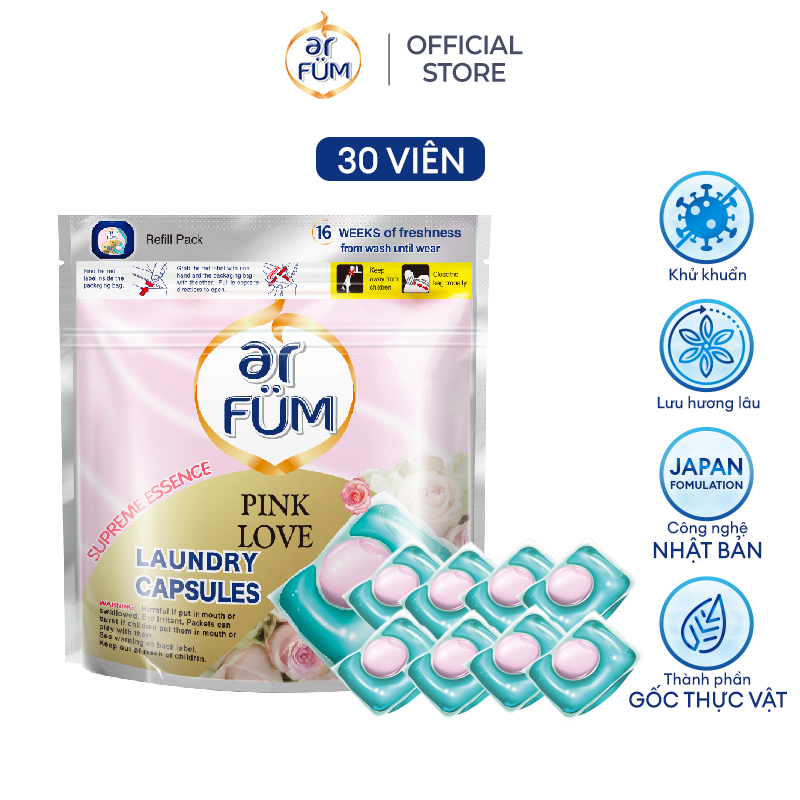 Túi Viên Giặt Xả Tiện Lợi arFum Hương Hoa Công Nghệ Nhật Bản (30 Viên/ Túi