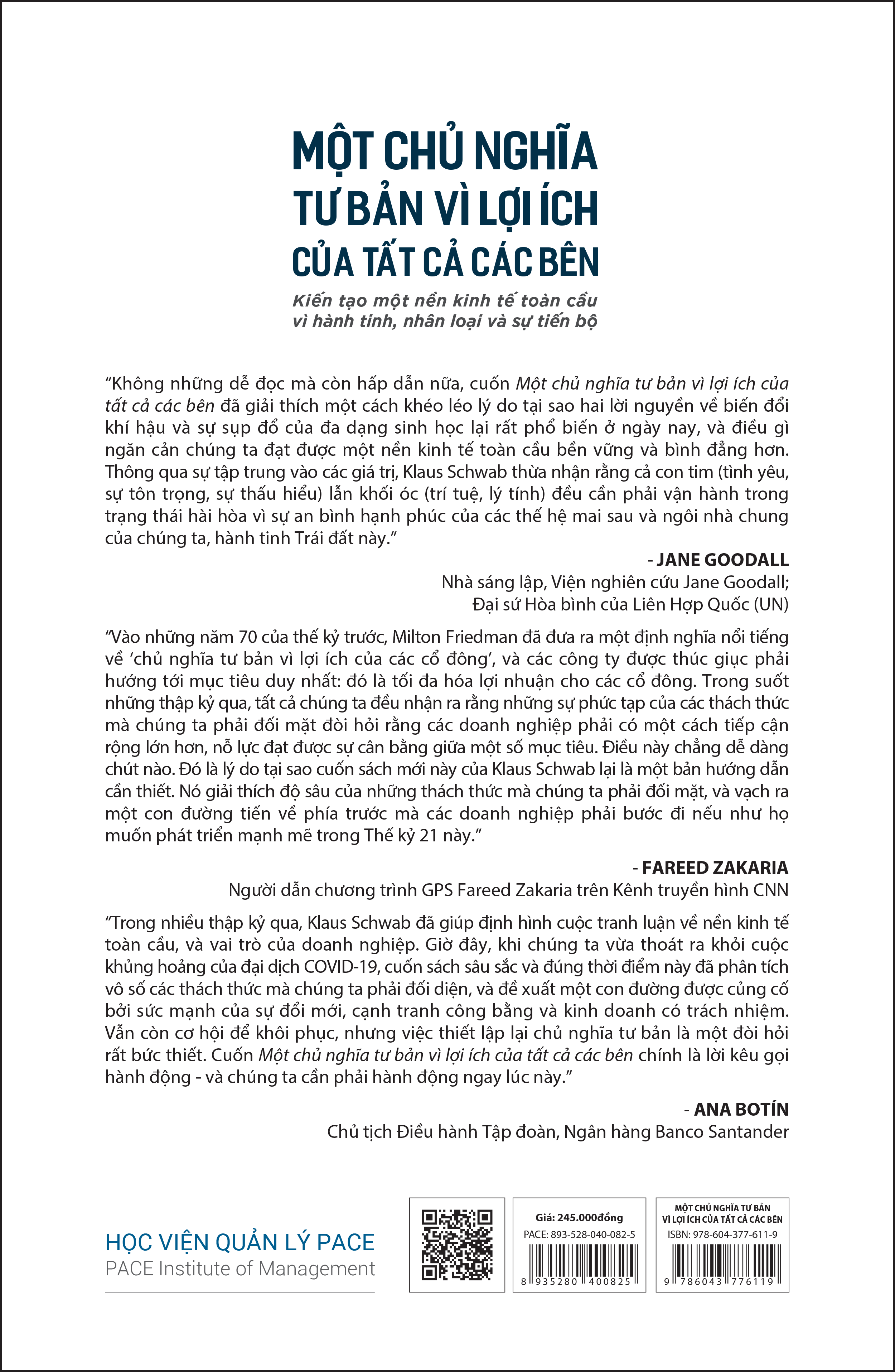 Một Chủ Nghĩa Tư Bản Vì Lợi Ích Của Tất Cả Các Bên (Stakeholder Capitalism - A Global Economy That Works For Progress, People and Planet) - Klaus Schwab, Peter Vanham - PACE Books