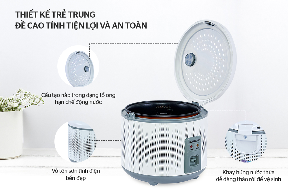 Nồi cơm điện 1.8L SUNHOUSE SHD8601 - Hàng chính hãng