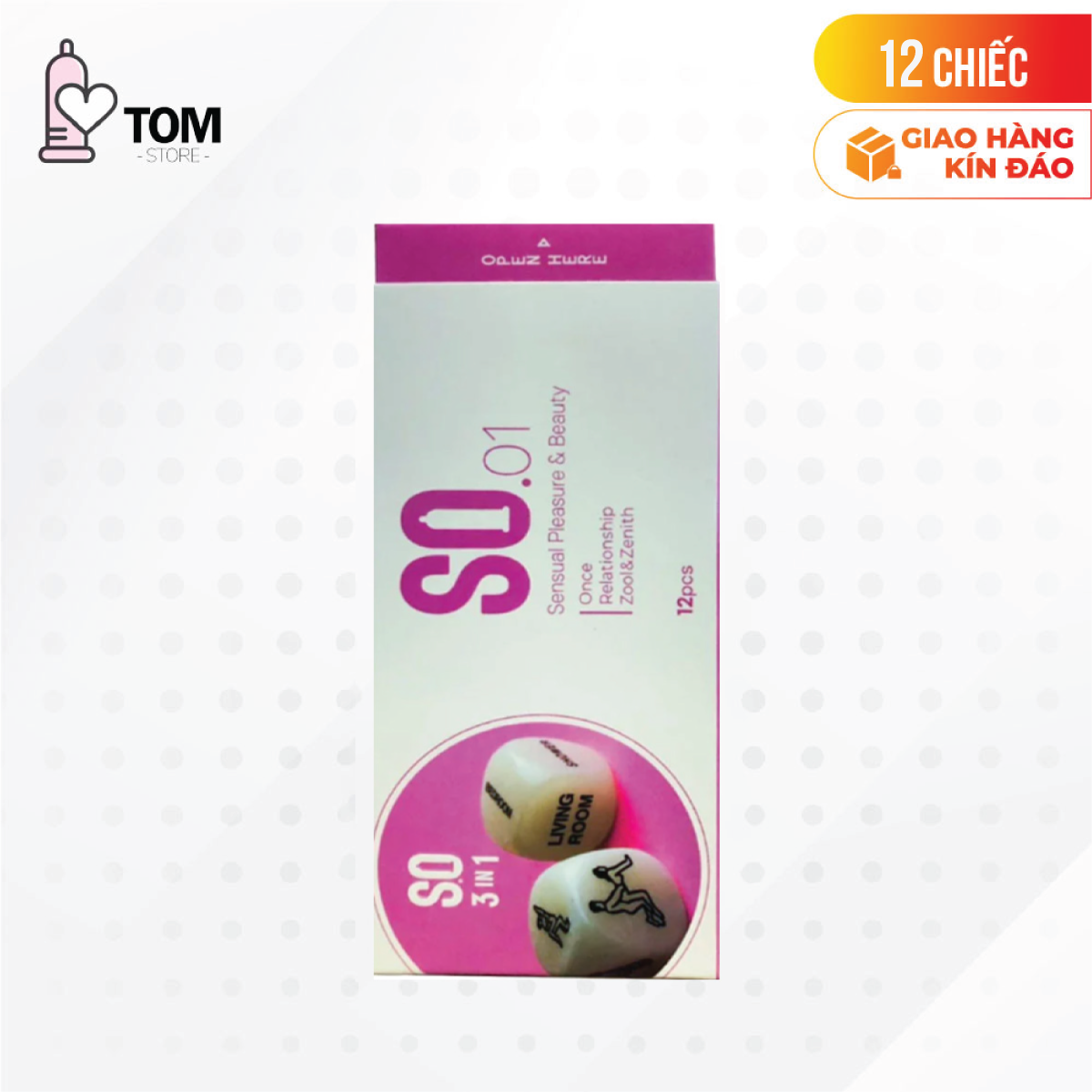 [Hộp 12 cái] Bao cao su SO 3 in 1 - Siêu mỏng, gân và điểm nổi