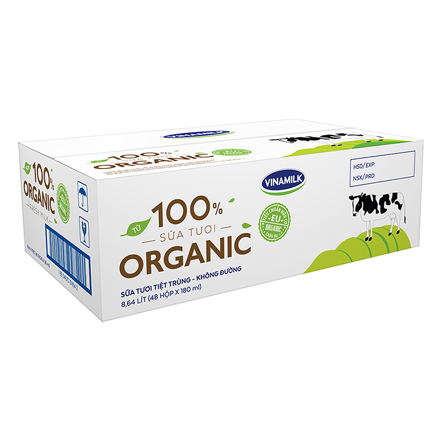 Thùng 48 hộp Sữa Tươi Tiệt Trùng Vinamilk Green Farm Organic 180ml
