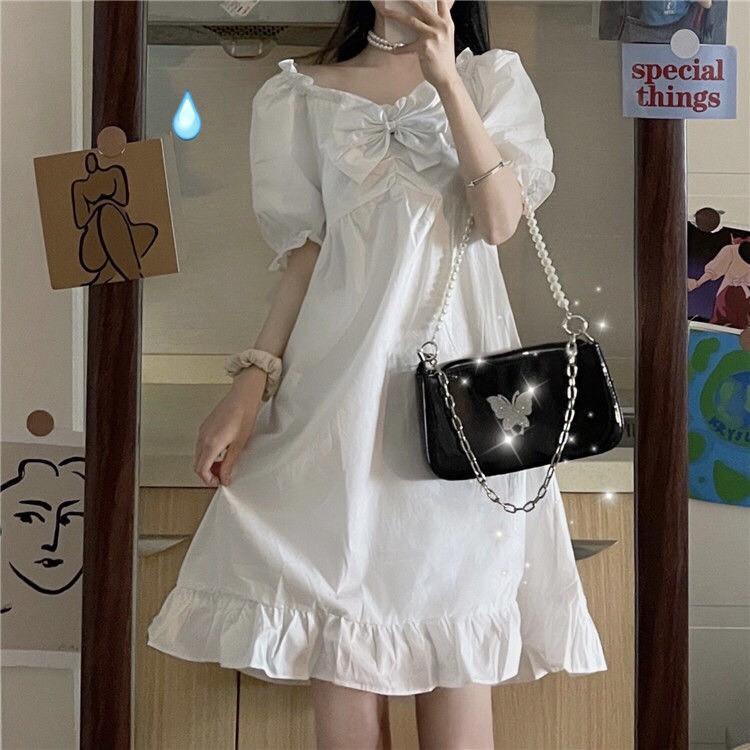 Đầm tiểu thư phối nơ dễ thương