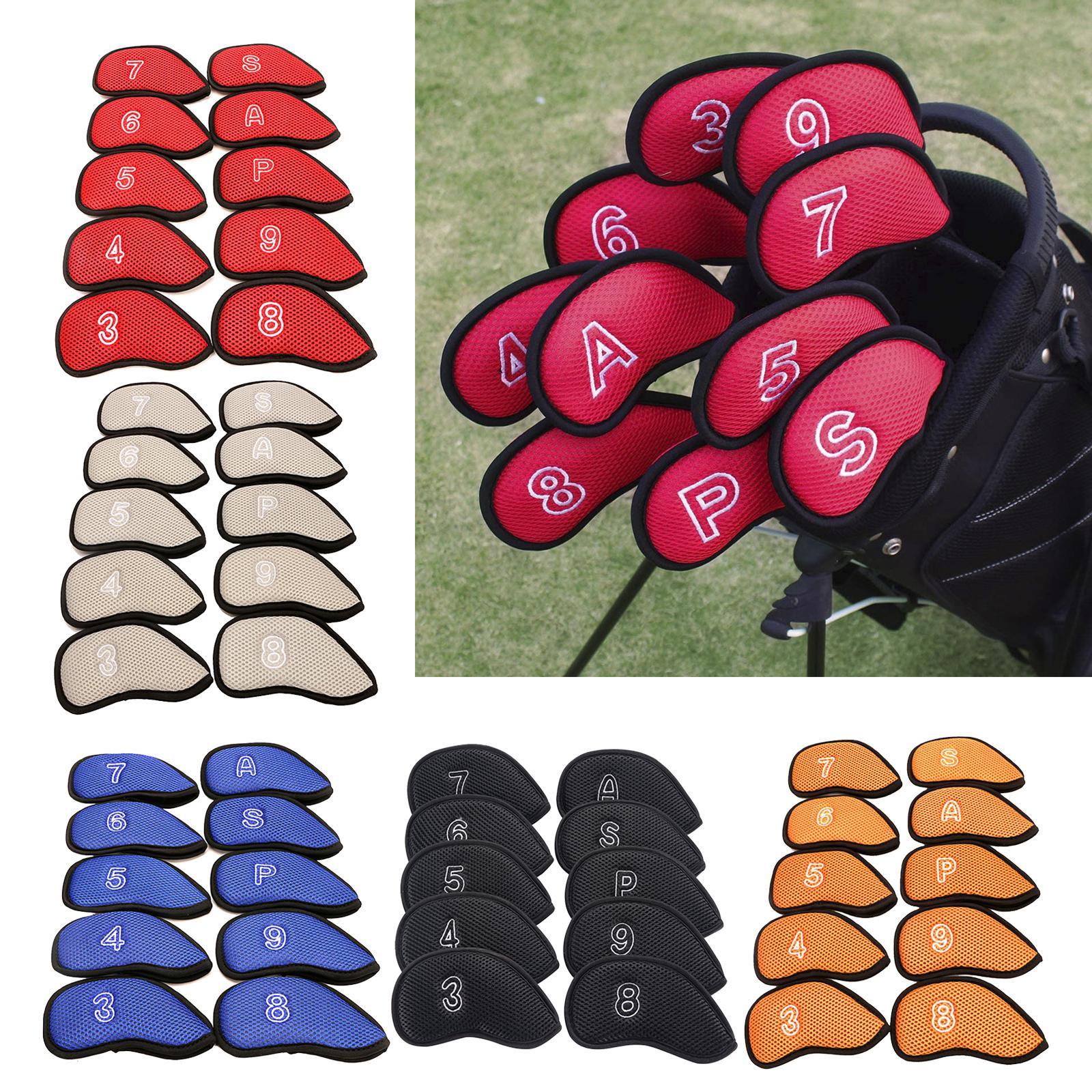 10Pcs/Pack Meshy Golf Iron Covers Set Headcover Fit Most Irons red