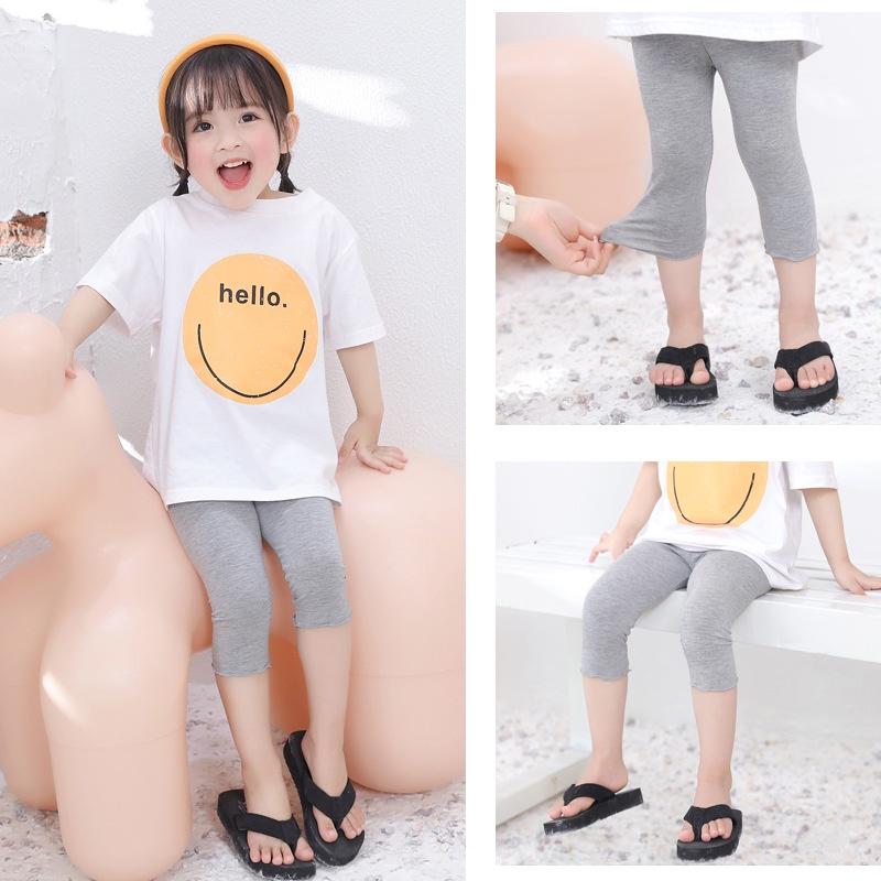 Quần legging lửng trơn màu cho bé gái, chất vải thun cotton mềm mịn, co giãn 4 chiều, size 1 - 6 tuổi