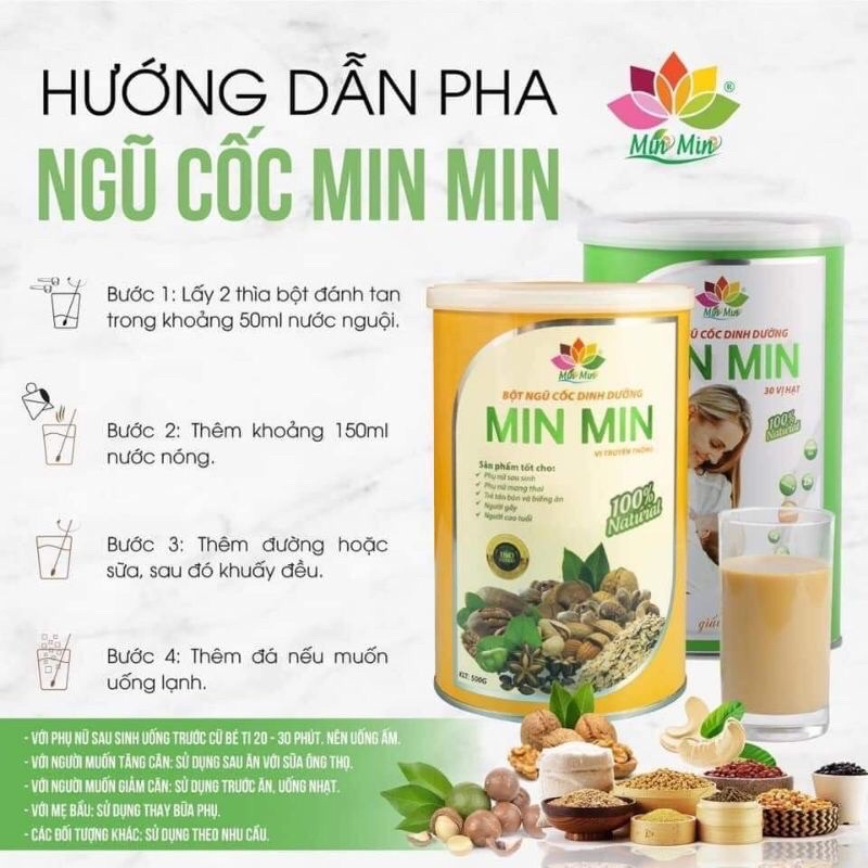 NGŨ CỐC MIN MIN 29-30 VỊ HẠT SIÊU LỢI SỮA,SIÊU TIẾT KIÊM