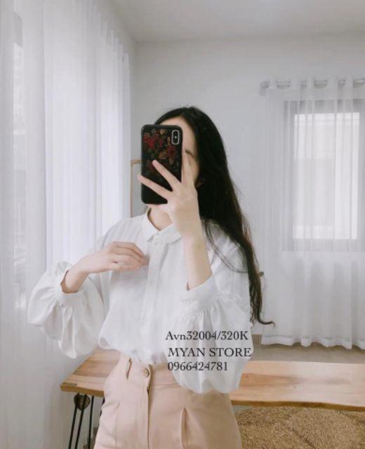 Áo sơ mi tay phồng viền bèo