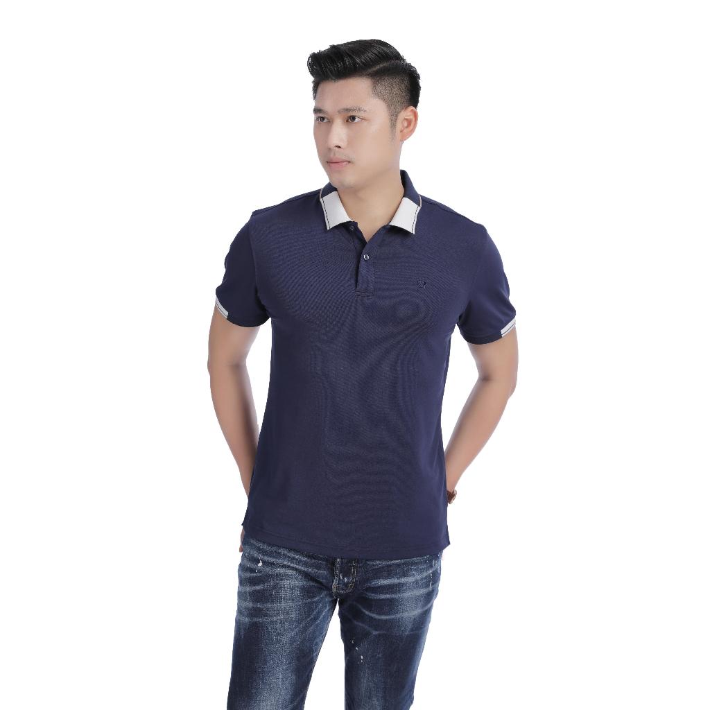 Áo polo nam cổ bẻ ngắn tay thể thao thời trang cao cấp cá sấu poly trơn xanh navy GIFASHION MPC30310