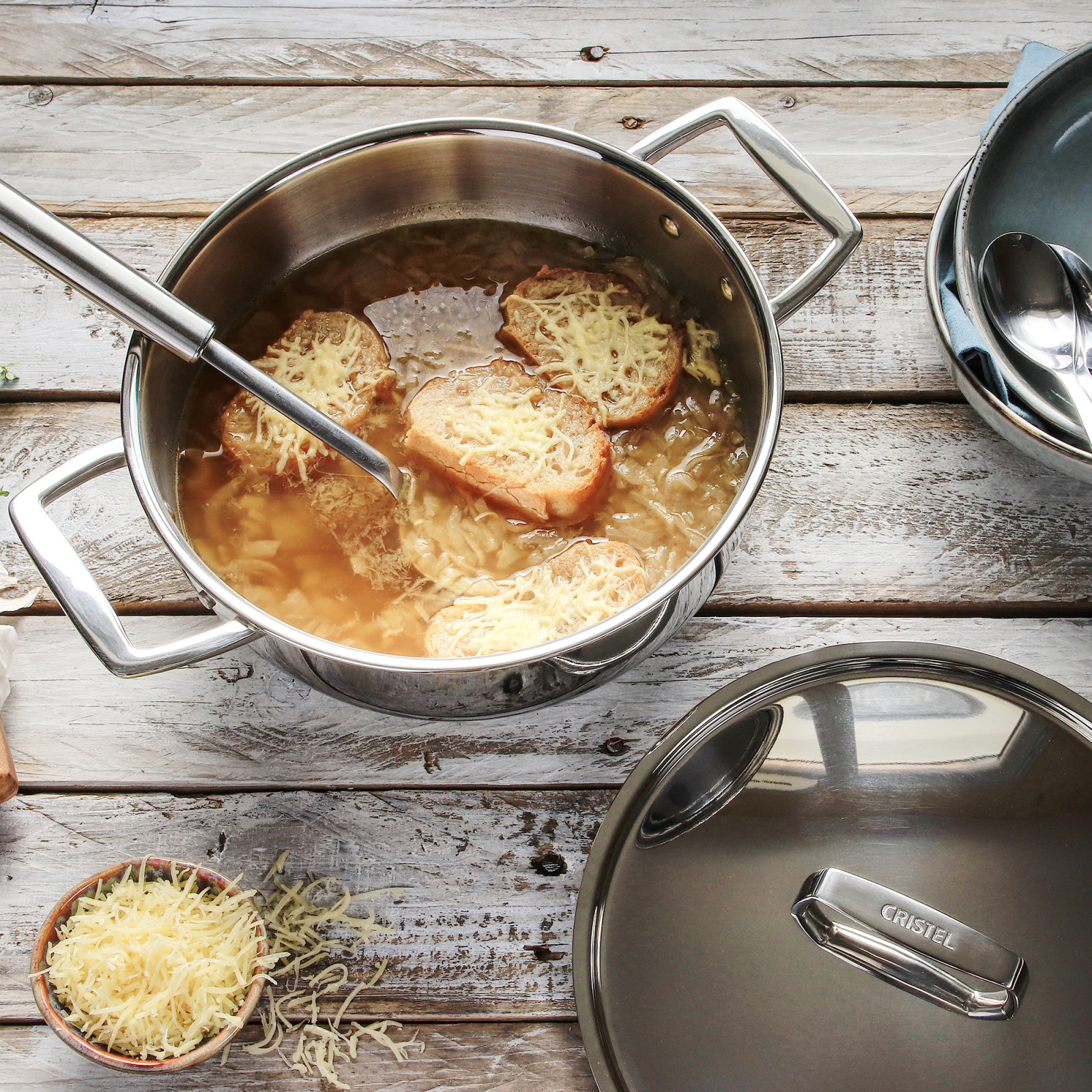 Cristel Castel Pro Stainless Steel Stewpot Nồi Hầm Inox Đáy Bầu 5 Lớp Tản Nhiệt Đều Dễ Vệ Sinh