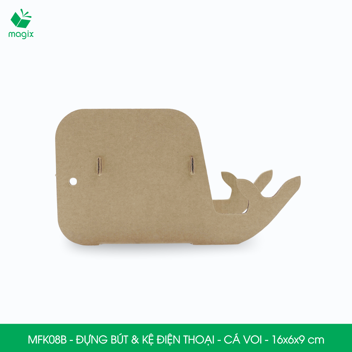 MFK08B - Đựng bút &amp; kệ điện thoại bằng giấy carton - Hộp bút kiểu dáng Cá voi - 16x6x9 cm