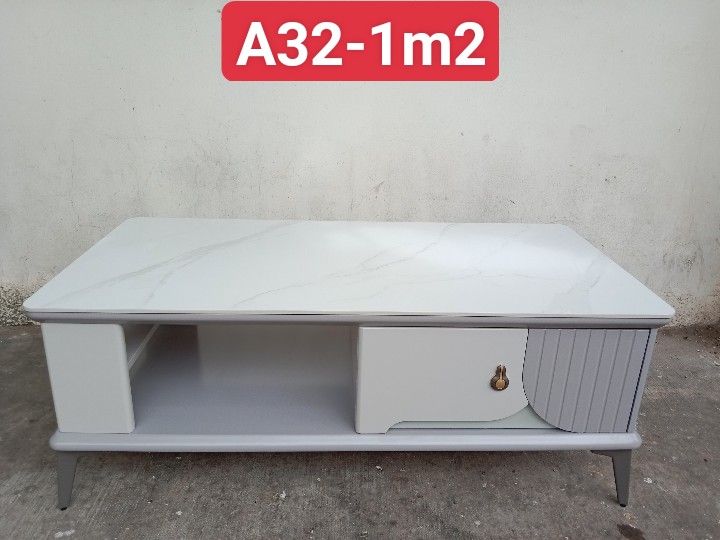 Bàn trà sofa Tundo mặt đá nhập khẩu vân xám
