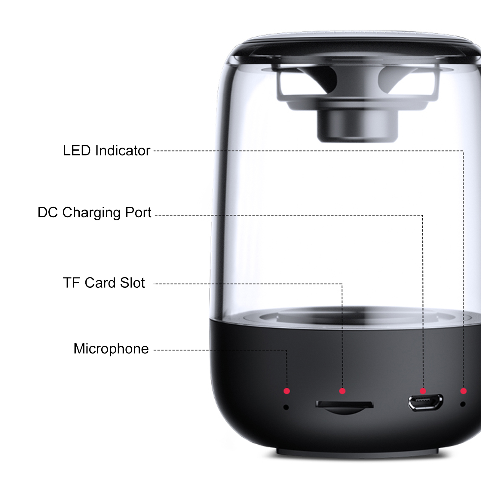Loa Kết Nối TWS Thẻ TF C7 Mini Không Dây Bluetooth 5.0 Với Đèn LED Trong Suốt