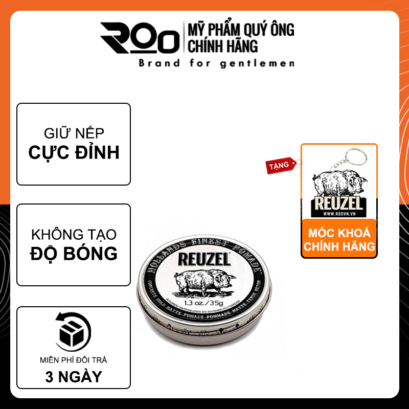 Sáp Vuốt Tóc Giữ Nếp Cực Mạnh Gốc Dầu Reuzel Concrete Hold Matte Pomade - Tặng móc khoá chính hãng