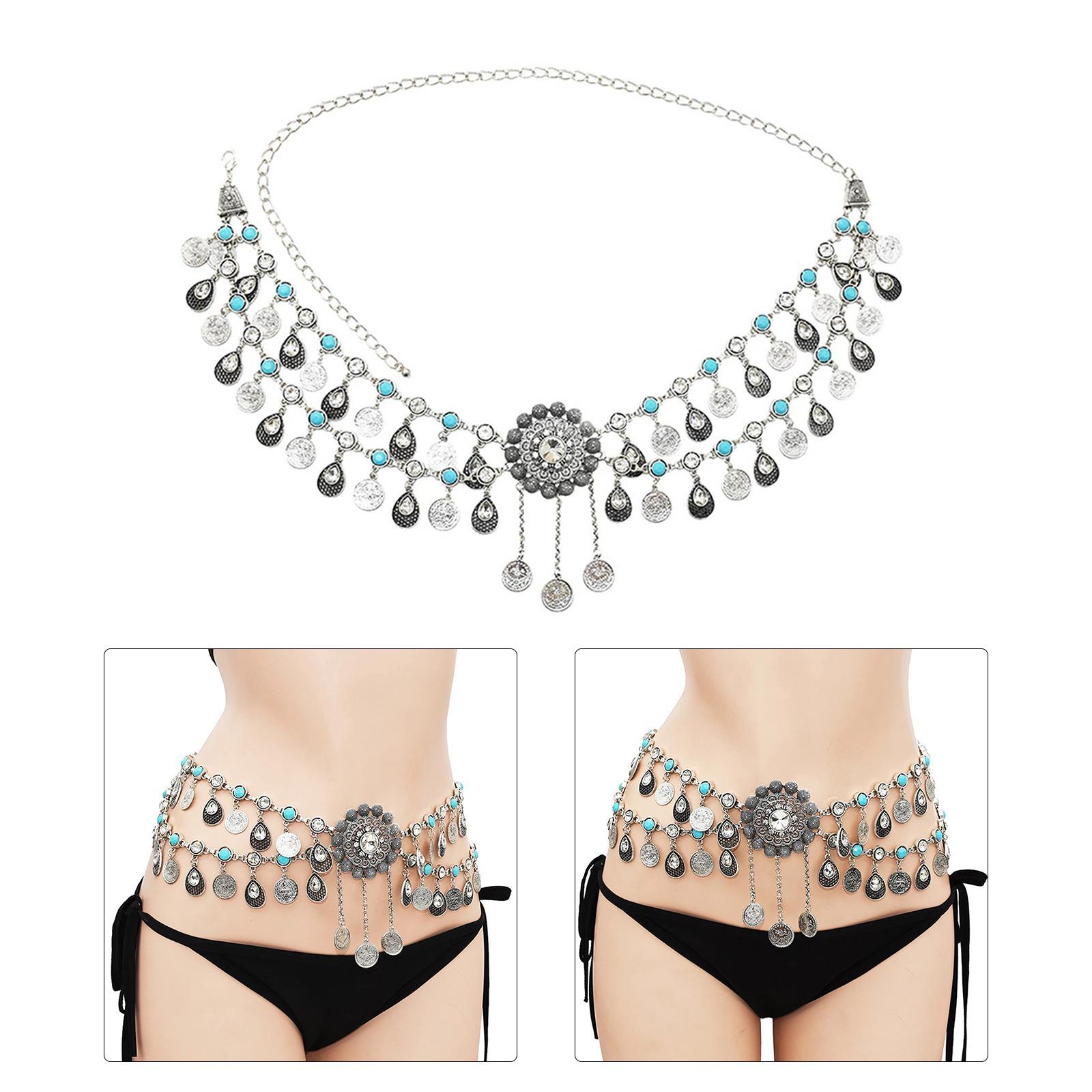 Women Bohemian Belly Dance Chain Indian Dancing Costume Waist Belt