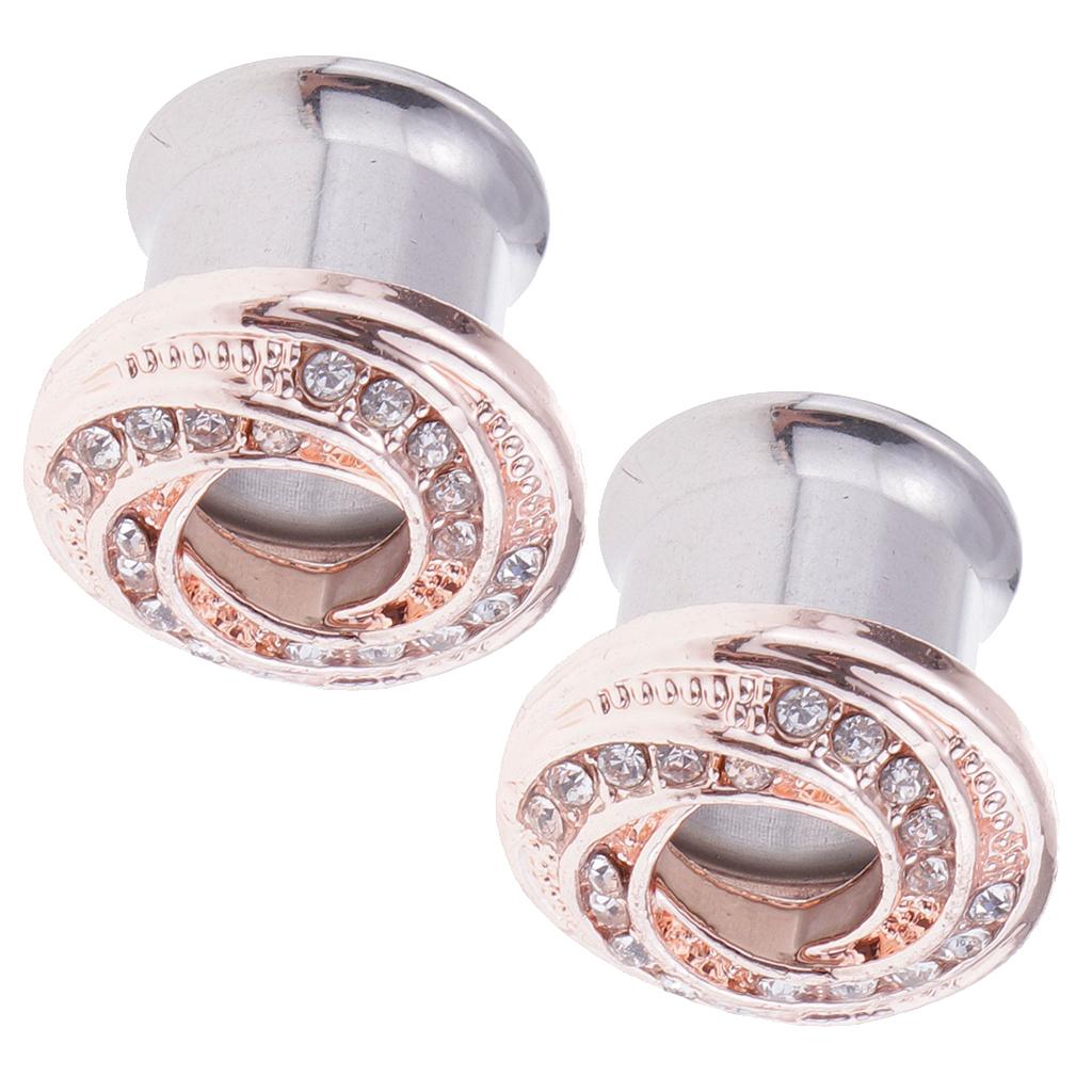 Stainless Piercing Round Ear Expanders Rose Gold Ear Piercing Jewelry  6mm