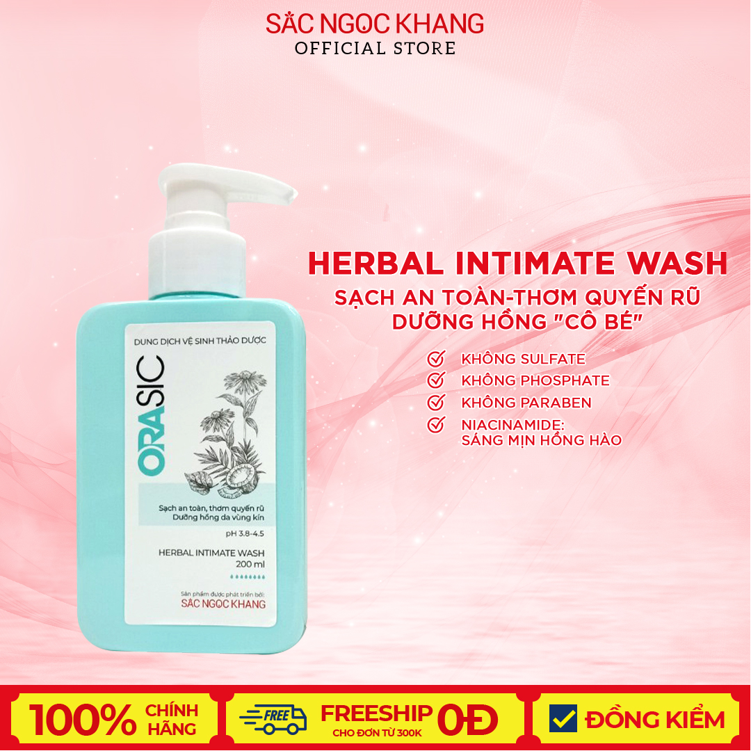 Dung dịch vệ sinh phụ nữ ORASIC Sắc Ngọc Khang 200ml với Tinh chất lá trầu không 200ml giúp làm sạch và dưỡng da &quot;cô bé&quot;