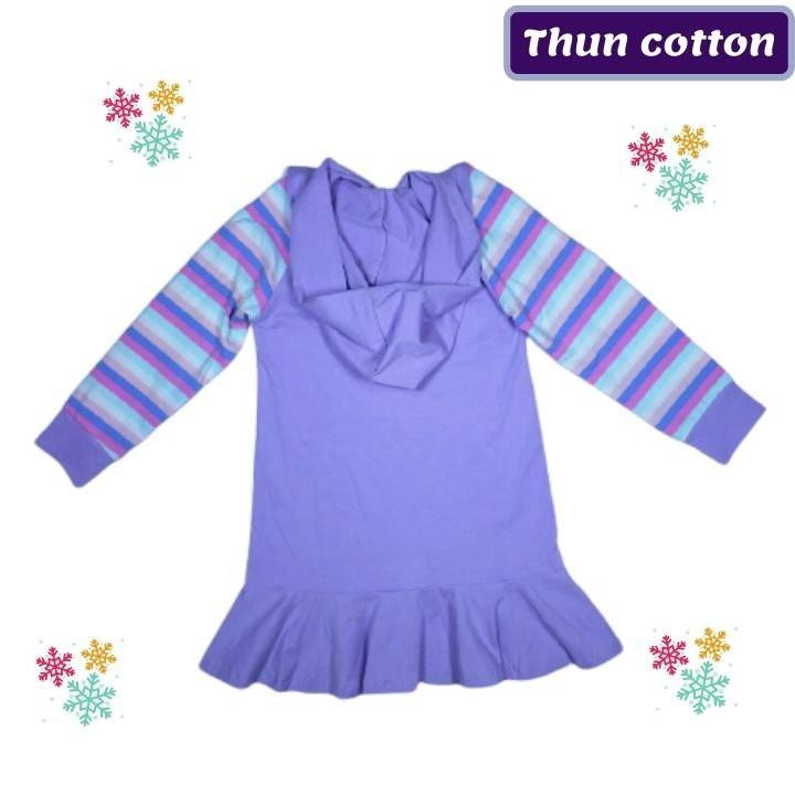 Đầm bé gái Elsa tay dài từ 10-42kg- đầm xòe có nón thun cotton thấm hút mồ hôi - Hương Nhiên