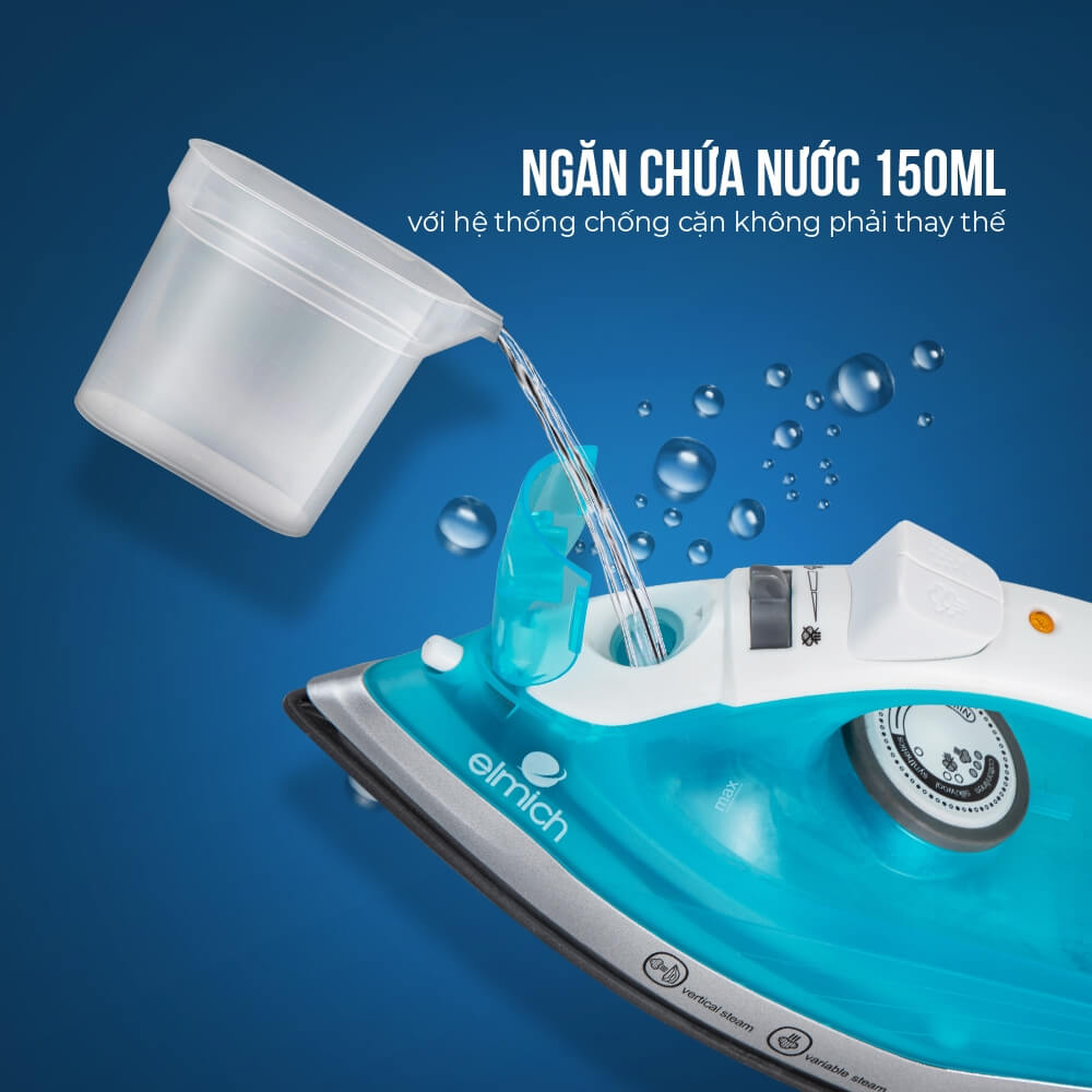 Bàn ủi hơi nước Elmich SIE-3438 1100W, SIE-3436 11200W, Hàng chính hãng, chống cặn nước - JoyMall