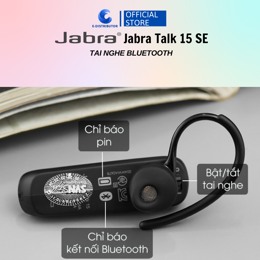 Tai nghe Bluetooth Jabra Talk 15 Đen - Hàng Chính Hãng - Bảo Hành 12 Tháng