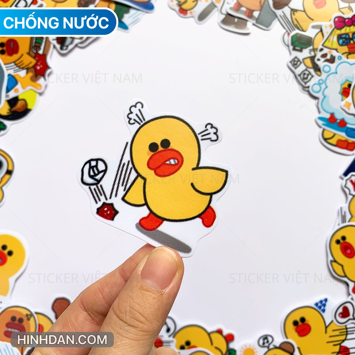 Sticker in hình Vịt Vàng SALLY - Dán Trang Trí - Chất Liệu PVC Cán Màng Chất Lượng Cao Chống Nước, Chống Nắng, Không Bong Tróc Phai Màu