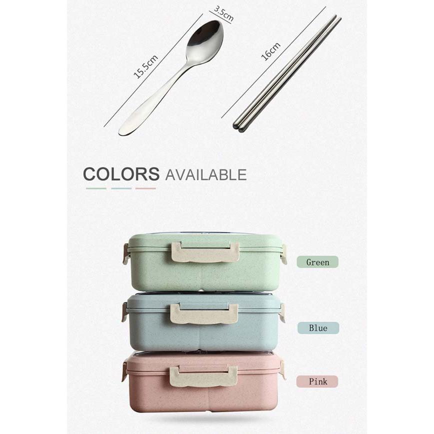 HỘP CƠM LÚA MẠCH 3 NGĂN KÈM ĐŨA THÌA INOX