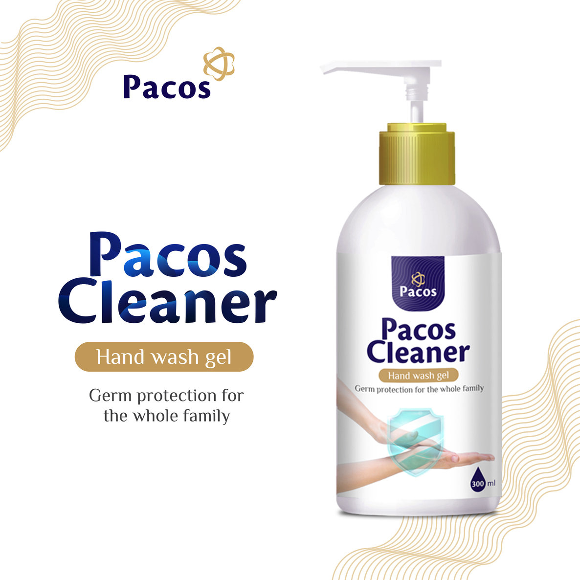 Nước rửa tay PACOS CLEANER dưỡng ẩm da tay bảo vệ gia đình khỏi vi khuẩn 300ml