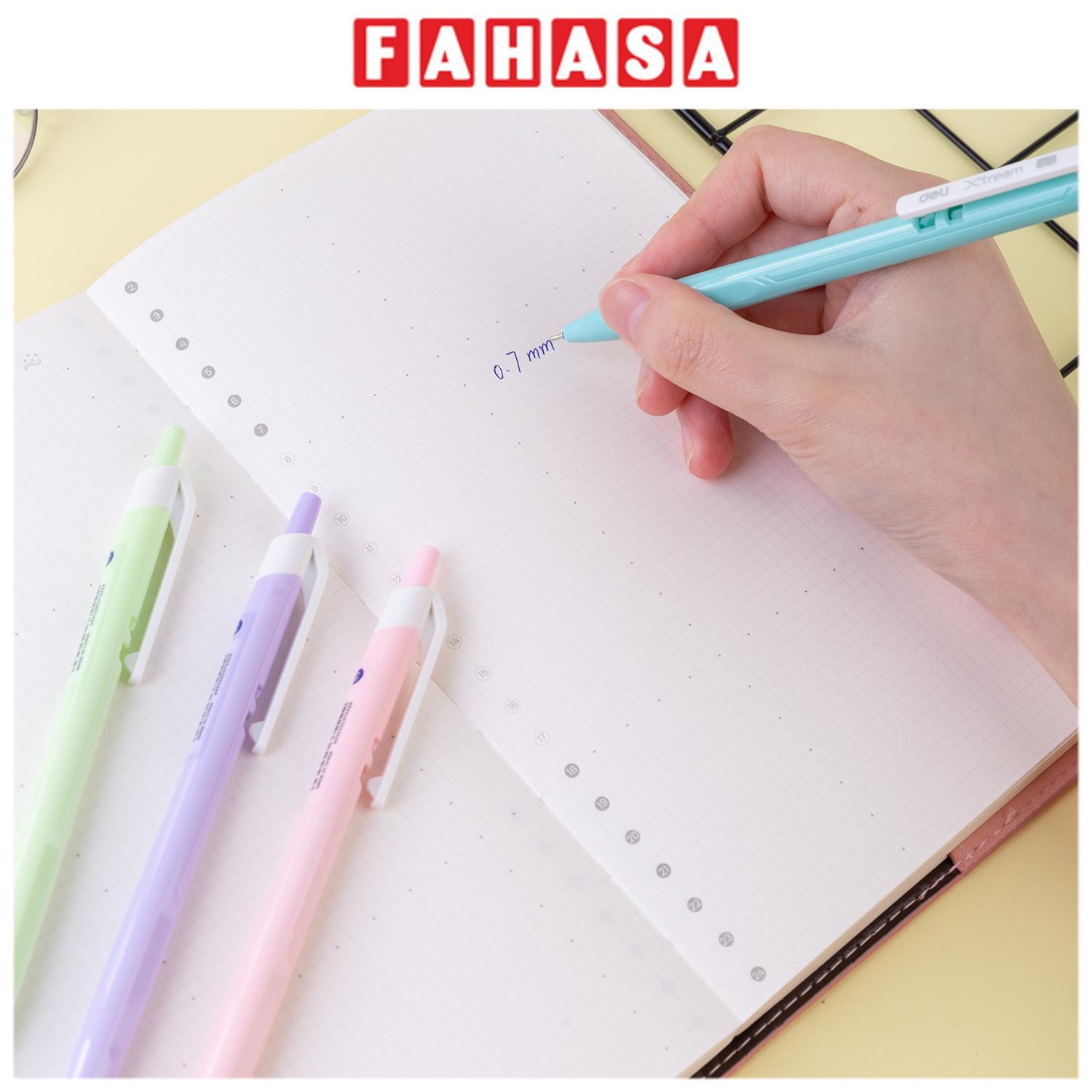 Bút Bi Bấm Xtream Màu Pastel 0.7 mm - Deli Q033 - Mực Xanh (Màu Thân Bút Giao Ngẫu Nhiên)