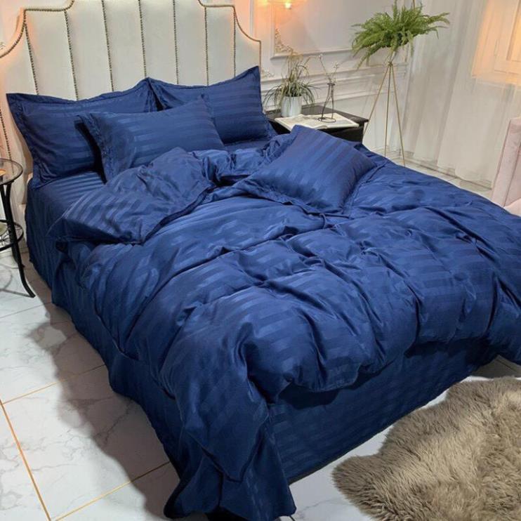 Bộ chăn ga gối Cotton 3F kẻ sọc khách sạn đủ kích thước 1m2*2m*2m2