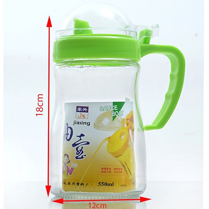 Chai Chiết Dầu Ăn, Nước Mắm, Xì Dầu Bằng Thuỷ Tinh Dung Tích 550ml Có Vạch Đo Tiện Lợi