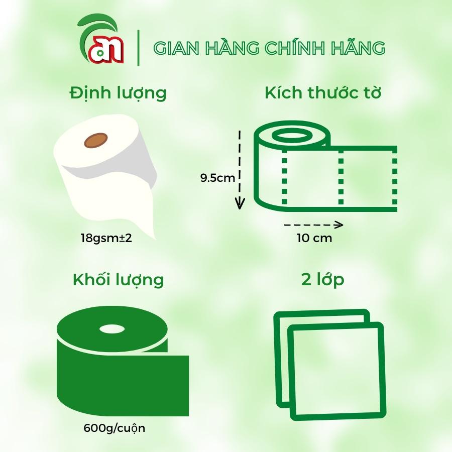 Combo 5 lốc Giấy vệ sinh cuộn lớn PONYO JB600 2 lớp chất lượng cao lụa trơn 600g - Thiên An Nam paper