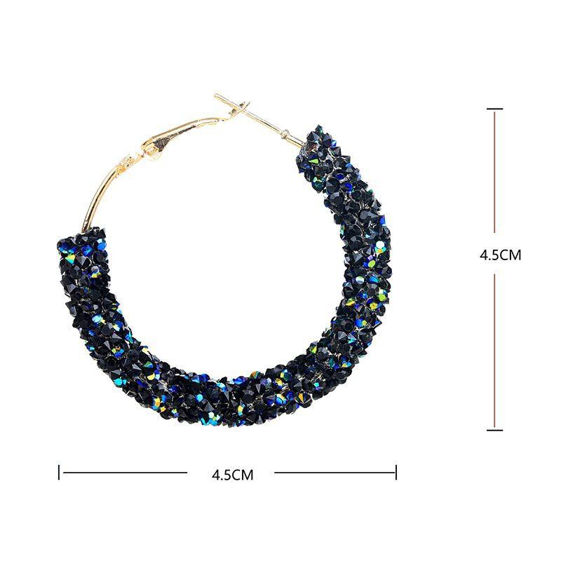 Khuyên tai tròn đính đá pha lê cổ điển