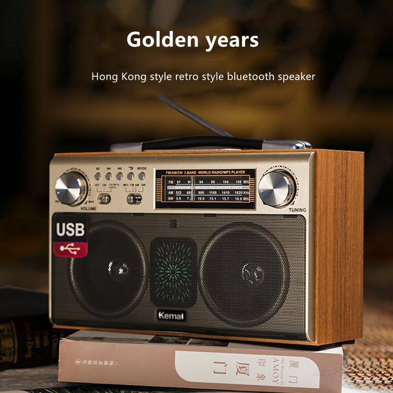 Loa bluetooth không dây retro bằng gỗ chất lượng cao nhà di động chất lượng cao Tri-tần số FM Subwooder điện thoại di động Color: MD-1702BT
