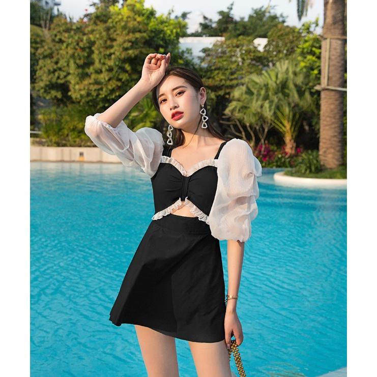 Bộ đồ bơi nữ liền dáng váy kín đáo tôn dáng chất thun đẹp